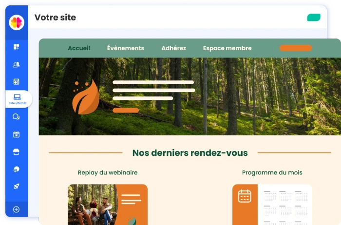 Aperçu du module Site internet dans Mon Asso Facile
