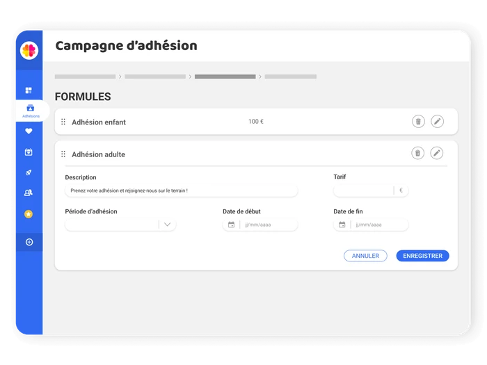 Aperçu de « Paramétrez votre collecte » dans Mon Asso Facile